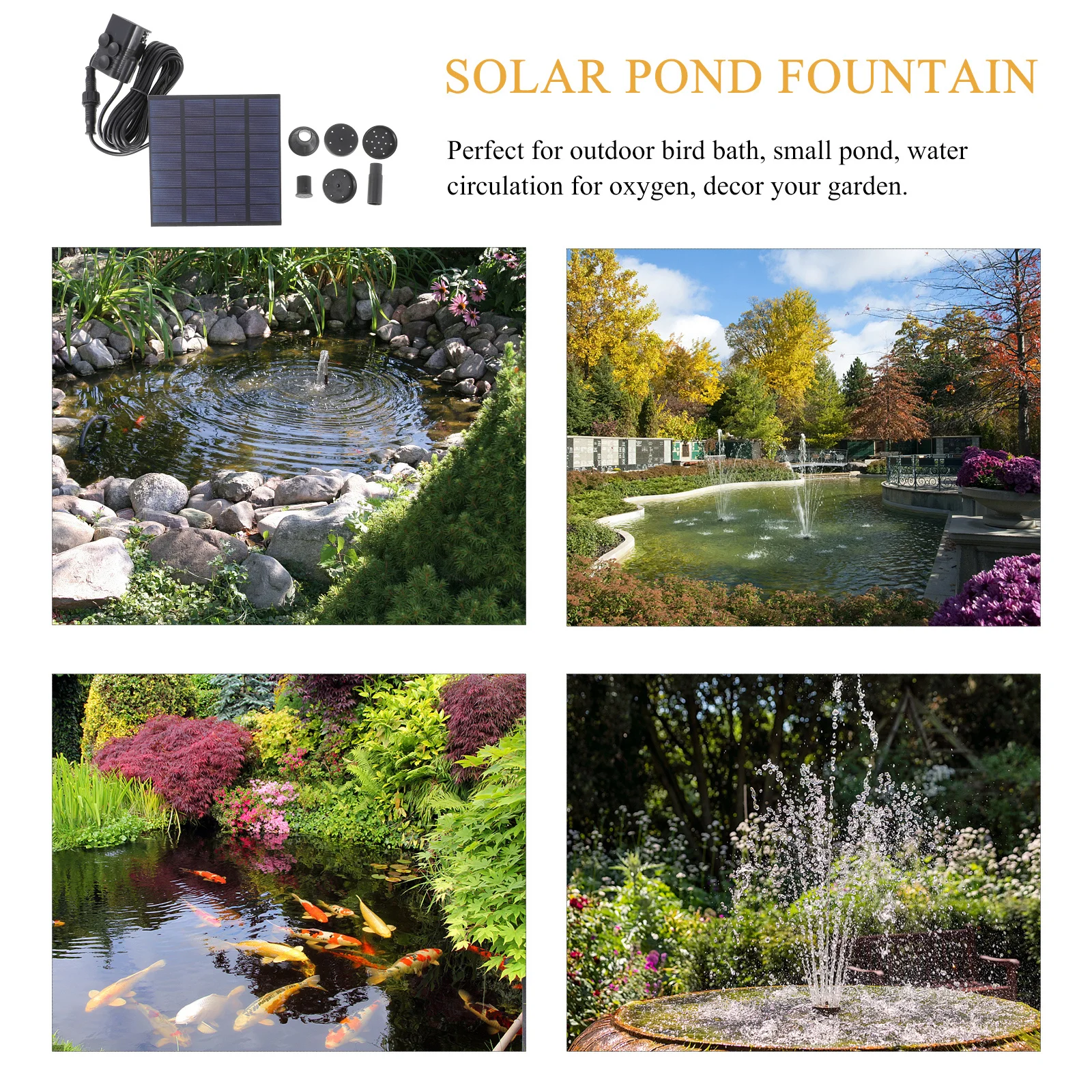 

1.2W Solar Fountain Pump Outdoor Garden Waterfall Bird Bath Floating Solar Powered Water Circulation For Small Ponds Fish Tanks