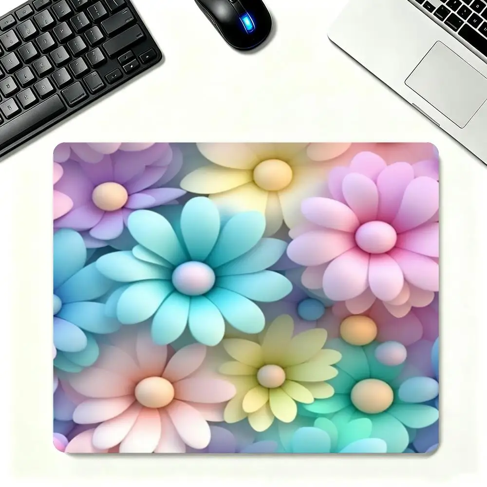 Pastel Rainbow Daisy Mousepad Table Mat Playmat Soft Color Smooth Print Anime Games Pads For Desktop