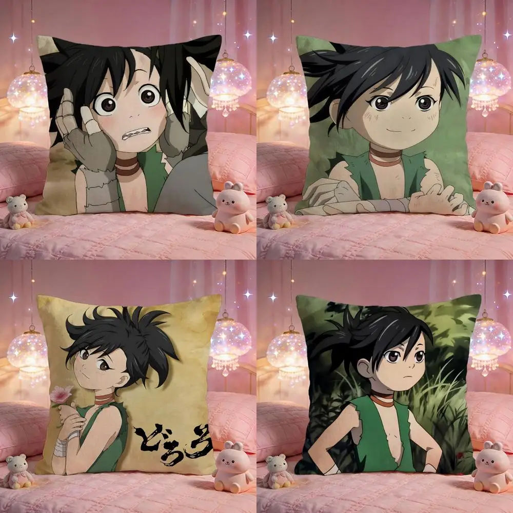 d-Dororo cute Cushion Cover Premium Comfort Reversible Pillow Cove -Two in One Design for Any Room & Car Interior