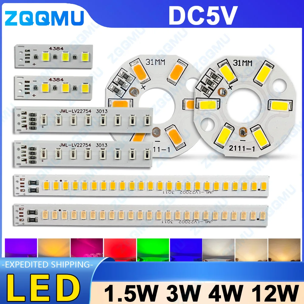 5 Pieces DC DC5V LED Light Panel 1.5W 3W 4W 12W Light Panel DIY Strip Lamp Beads Color Single Color Red Green Blue Light Panel