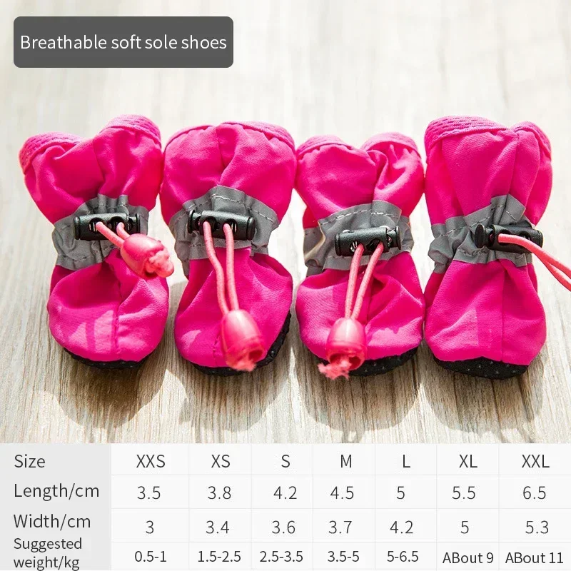 4 Stück/Set Wasserdichte Hundeschuhe, rutschfeste Regenstiefel, Fußbekleidung für kleine Katzen, Hunde, Welpen, Hundestiefel, Pfotenaccessoires für Haustiere – Detail 1