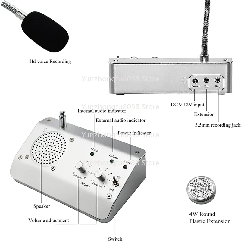 

Dual Way Window Microphone Intercom Speaker, Intercom System For Business, Office, School EU Plug