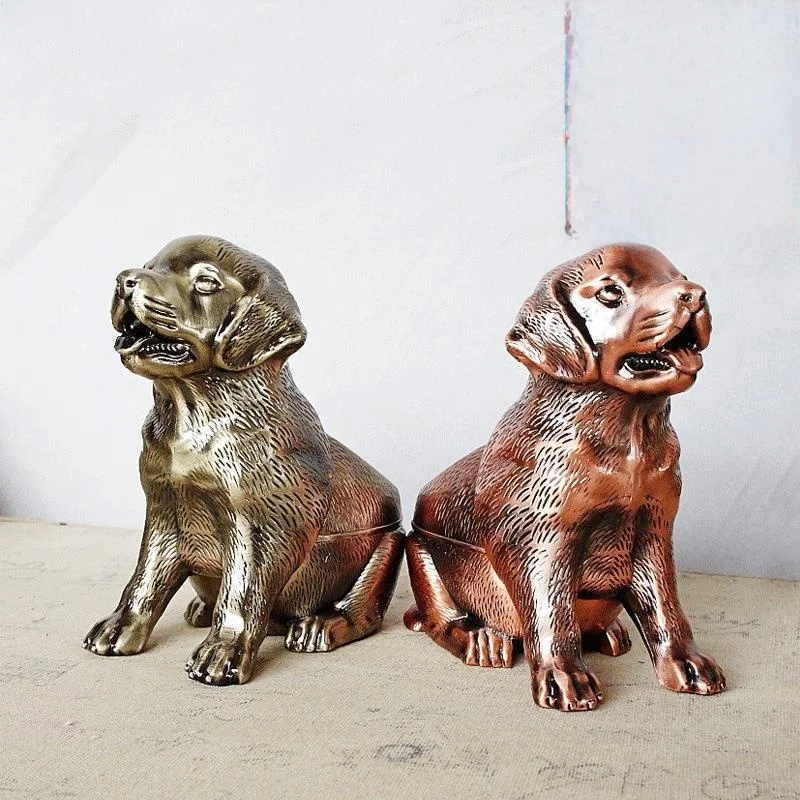 

Металлическая пепельница в форме собачки, креативная декоративная пепельница для сигарет с крышкой, ветрозащитная, ударопрочная, для гостиной, спальни и т.д.