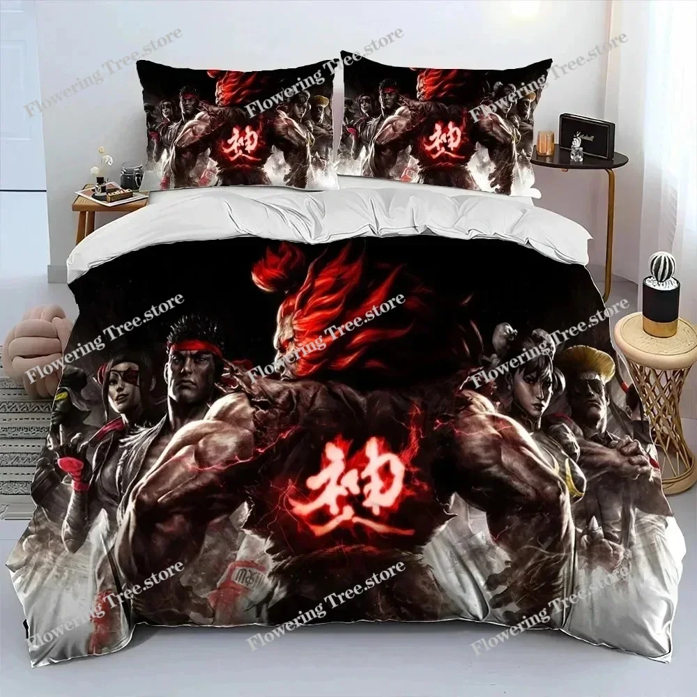 

Street Fighter Retro Game Gamer Comforter Bedding Set,Duvet Cover Bed Set Quilt Cover Pillowc