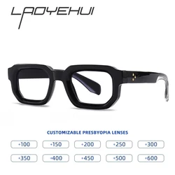 Brand Black Square Men's Glasses Frame Optical Anti Blue Light Reading Eyeglasses Retro Small Rivets Men's Presbyopia Glasses