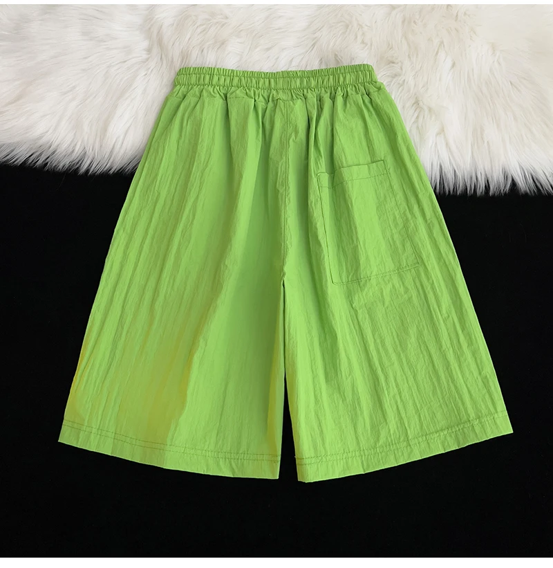 Hawaiian Beach Quick Drying Shorts Korean Casual Summer Shorts Trendy and Fashionable Men's Clothing Green Sports Pants 2024