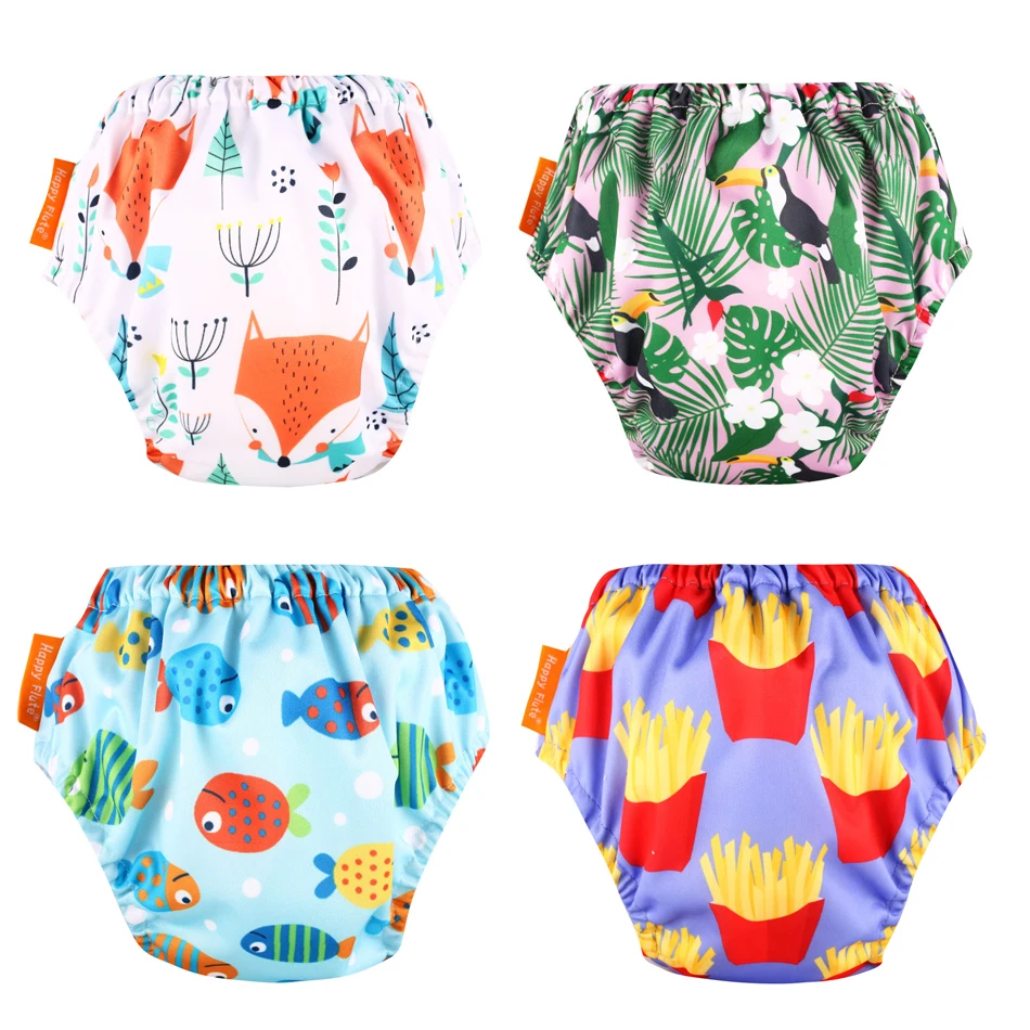 HappyFlute 8-13KG Elastic Waist Waterproof Cotton Fabric Inner Training Pants/Baby AIO Cloth Diaper /Reusable Diapers