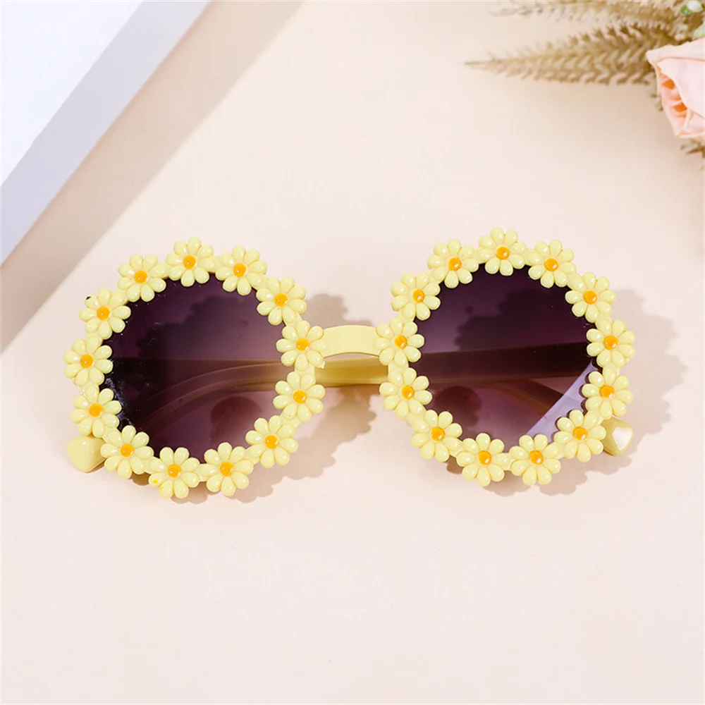 Children Sunglasses Cute Acrylic Sun Glasses Round Flower Kids Boys Baby Girls Outdoor Sun Protection UV400 Shades Eyewear