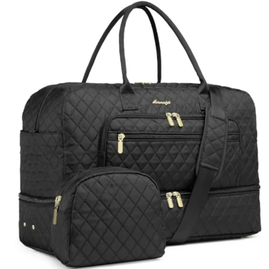 Large Women Travel Duffle Bag, Carry on Bag with Wet Toiletry Pocket for Overnight, Weekend, Yoga, Gym, Business Trips, Sport a