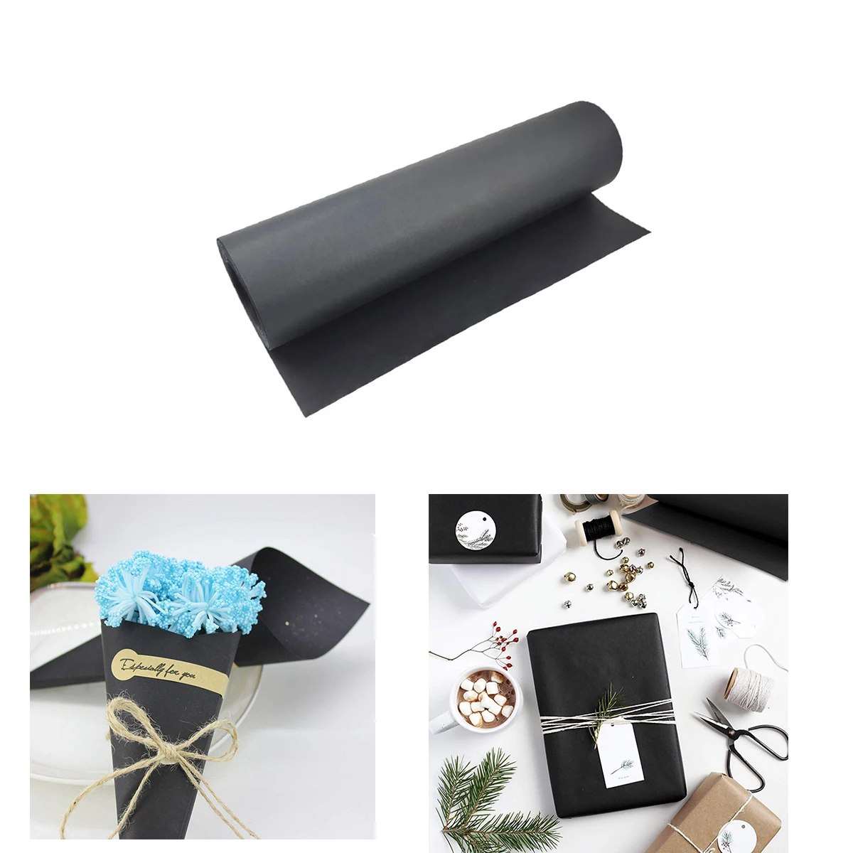 Black Kraft Paper  for Gift Wrapping, Art & Craft, Postal, Packing, Shipping, Floor Covering, Parcel, Table Runner