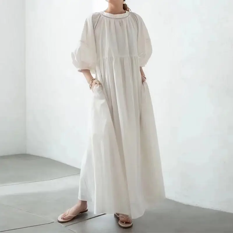 

Lantern sleeve doll skirt Japanese long ankle dress 2025 summer new mopping skirt lazy sunscreen maternity wear