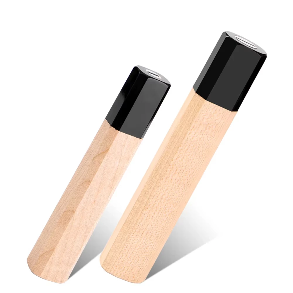Handcrafted Japanese octagonal natural waxwood handle for DIY replacement on kitchen chef's Santoku meat slicing knife handle