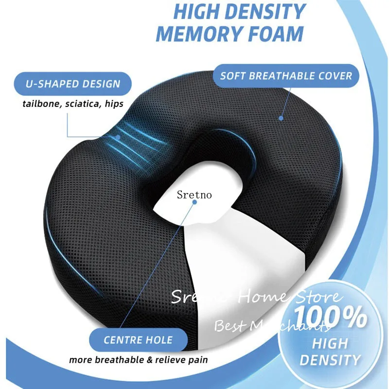 

Подушка-кольцо SRETNO для седалищного нерва и геморроя, подушка-пончик из пены с эффектом памяти для офисного кресла, подушка для инвалидной коляски