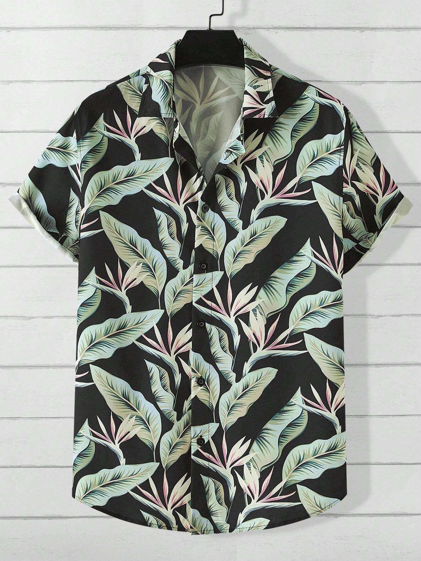 Camisa con estampado de flores botánicas personalizadas para hombres y mujeres, Tops de manga corta, camisas casuales con botones, Tops de manga corta