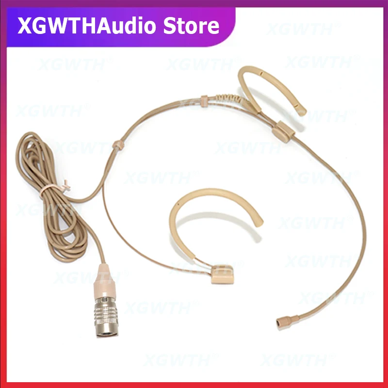 Double Over Ear Headset Microphone Headband Head Wearing Mic for Audio Technica Wireless Bodypack Transmitter System Hirose 4Pin