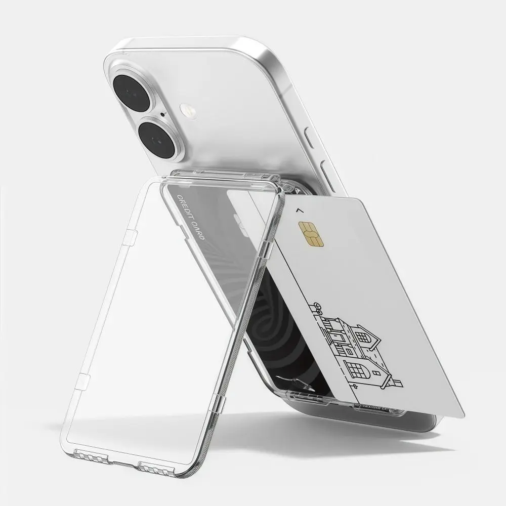 Transparent For MagSafe Card Sleeve 2 Card Slots Ultra-thin Magnetic Stand Card Holder Lightweight for iphone 17/16/15/14/13/12