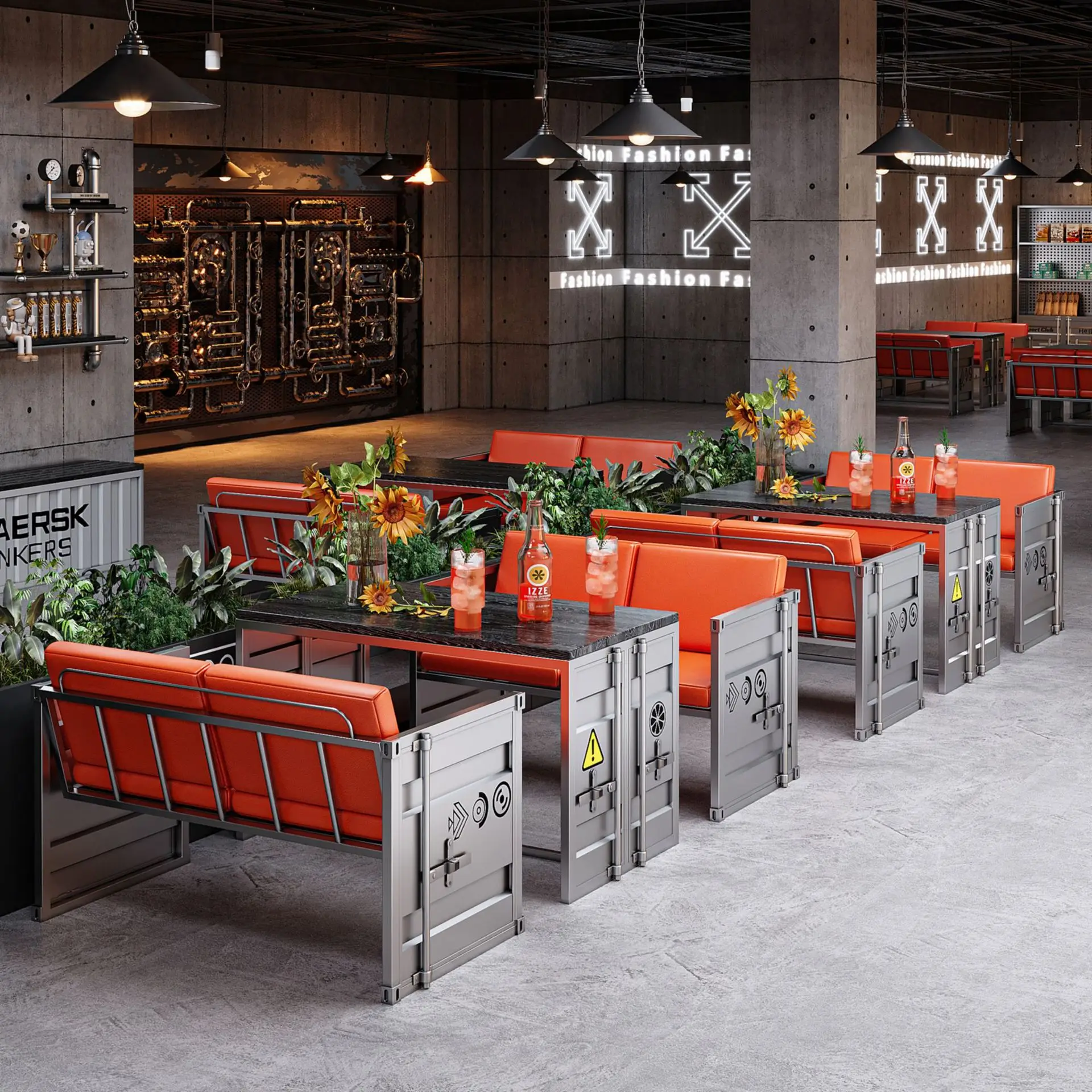 Sofa e-sports restaurant BBQ shop Commercial card seat Auto repair gym Leisure container Wrought iron tables and chairs