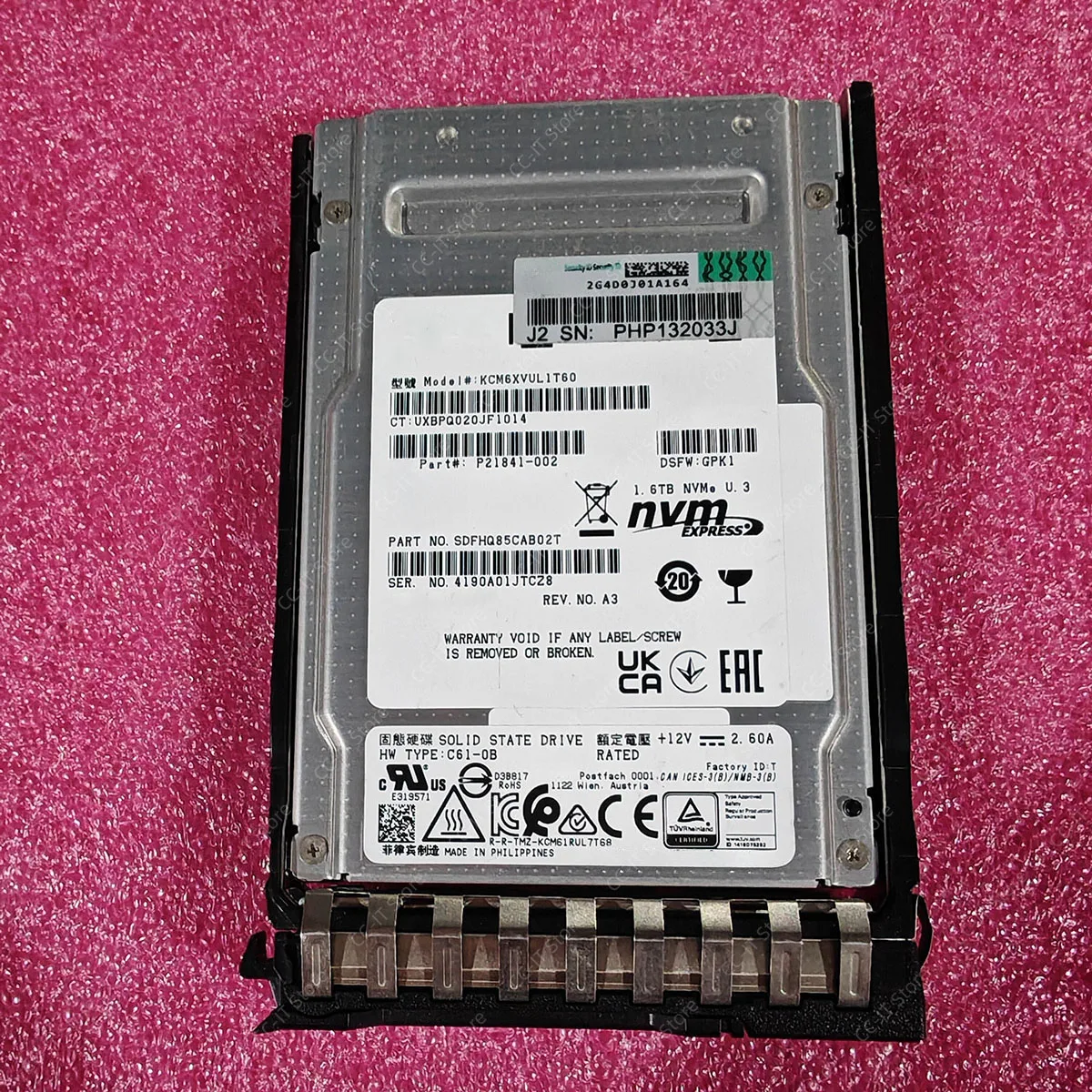 P4518-001 P21841-002 KCM6XVUL1T60 1.6TB U.3 NVMe Enterprise Solid State Drive SSD