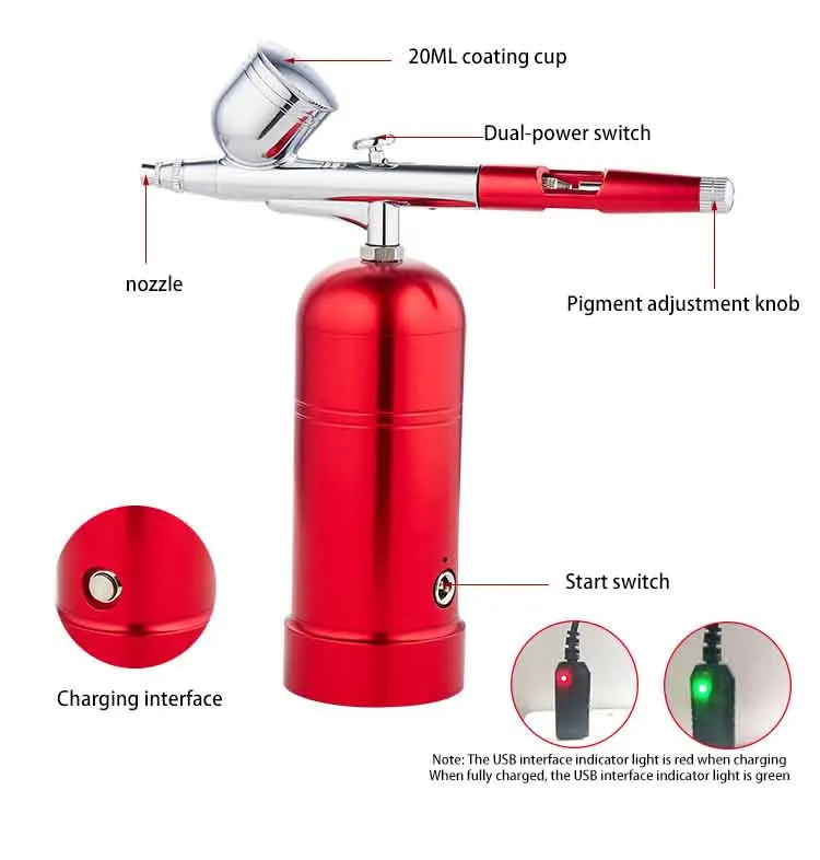 ชุดเครื่องพ่นสีขนาดเล็กพกพาสะดวก สวยงาม พร้อมปั๊มพ่นสีขนาดเล็ก ชุดอุปกรณ์คอมเพรสเซอร์สำหรับตกแต่งเล็บ ออกแบบลายสัก งานฝีมือ และตกแต่งเค้ก