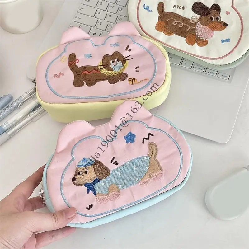 Case lápiz bordado para perros 18x11cm Bacilizador lápiz viaje compartimento .h05a