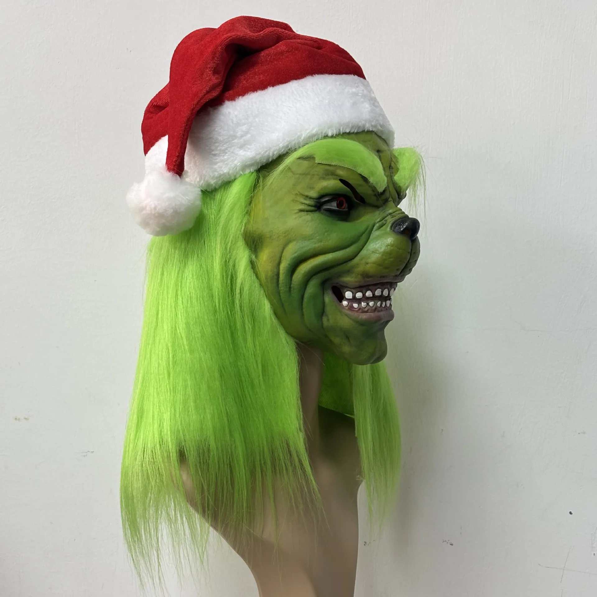 Die Weihnachts-Cosplay-Maske, Weihnachtskostüm-Latexmaske für Erwachsene, grüne Cosplay-Kostümmaske – Detail 2