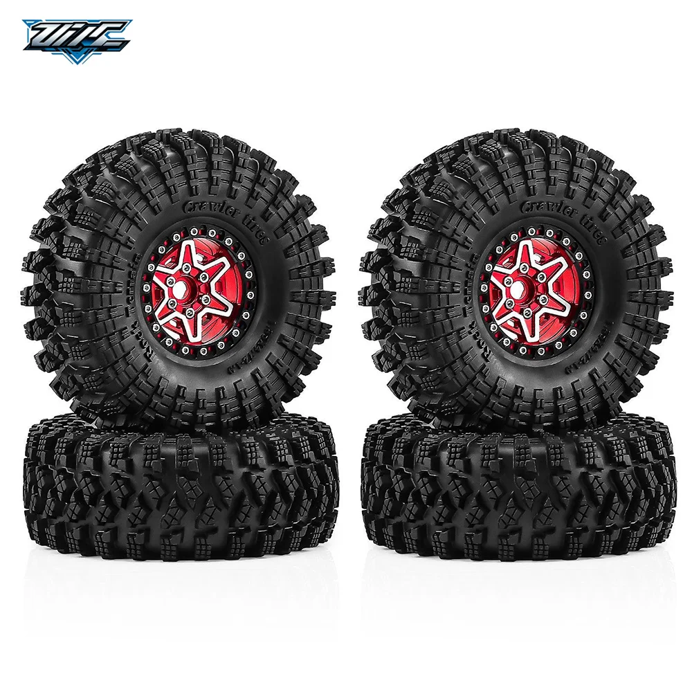 Rubber Beadlock Wheel Rim & Tire Set 1.9″ Wear‑Resistant For 1/10 RC Car Axial SCX10 II III Pro TRX6 D90 GEN7 GEN8 HPI MST RC4WD