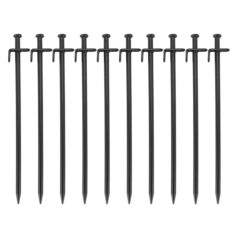 

ELOS-10Pcs Pack Multiuse Heavy Duty Steel Tent Stakes Tarp Pegs Camping Stakes Ice Pegs For Outdoor Camping Canopy