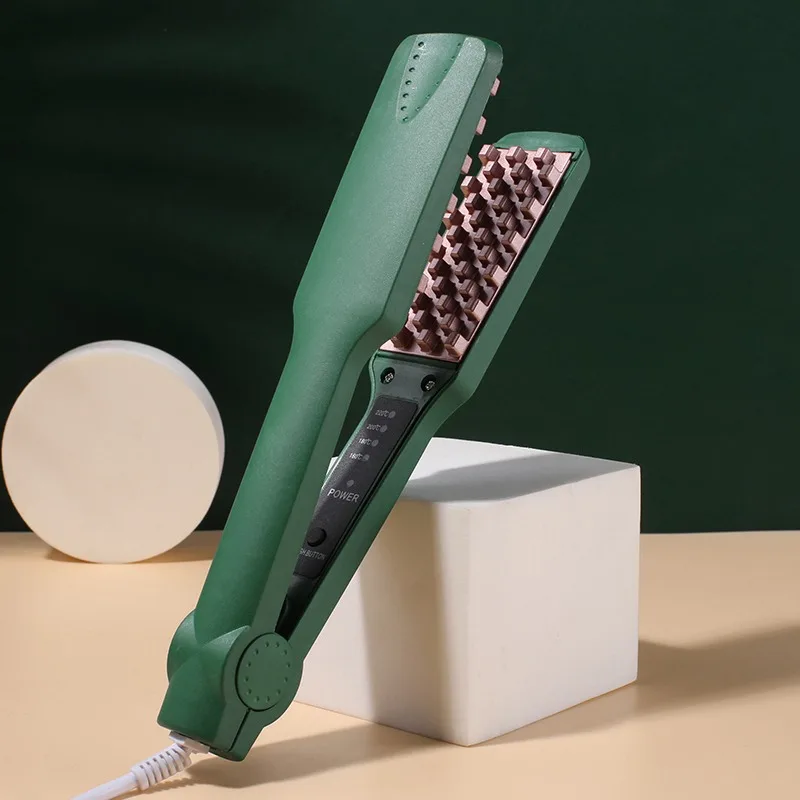 Dual curling iron for straight & curl, anion wet-dry paddle, fluffy lazy hairstyle, no hair damage