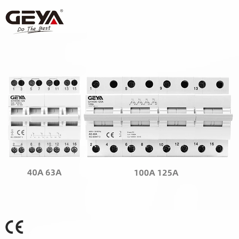 

GEYA GYHO8 4P 40A 63A 100A 125A Dual Power Manual Transfer Isolating Switch Interlock Circuit Breaker Modular Changeover Switch