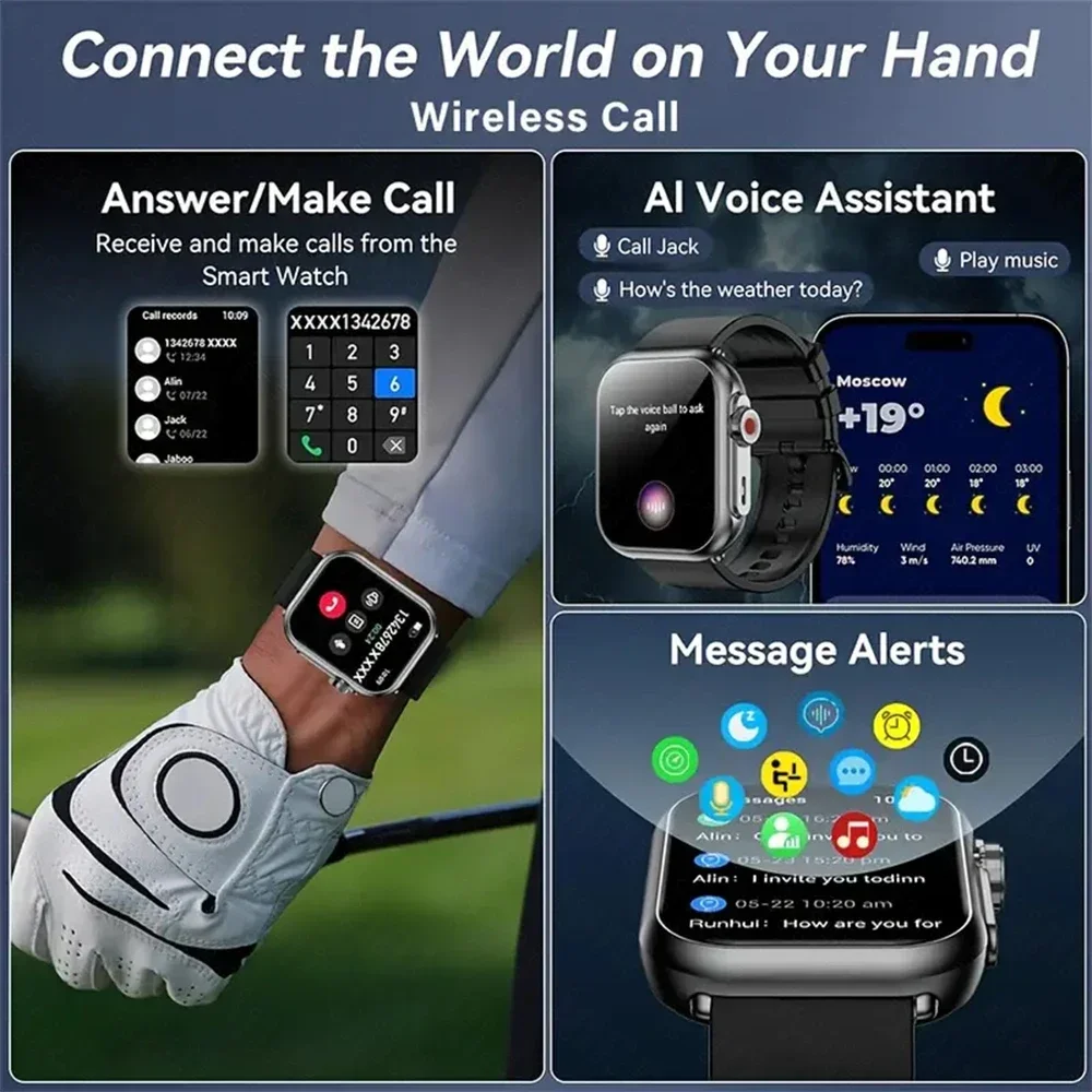 2025 New For Huawei Xiaomi Smart Watch 1.85-Inch HD AMOLED Bluetooth Call Full Touch Screen Men IP68 Waterproof Women SmartWatch