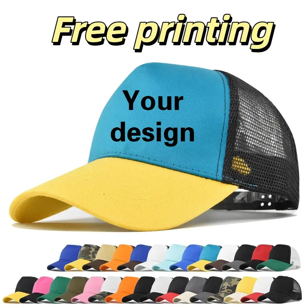 Custom Cap Print With Logo Personalized Customization Design Men Hole Mesh Sunshade Truck Driver Baseball Competition Event Hat