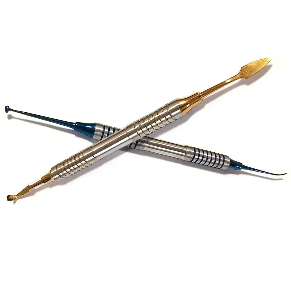 

6PCS Dental Composite Resin Filling Spatula Repair Tools Stainless Steel Titanium Plating Blue/Gold