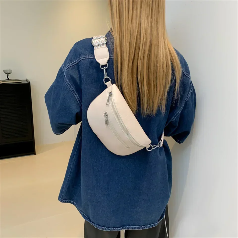 Half Moon Bag High Quality PU Leather Retro Banana Bag Women Chest Bags Waist Fanny Pack Sling Crossbody Commuting Shoulder Bag