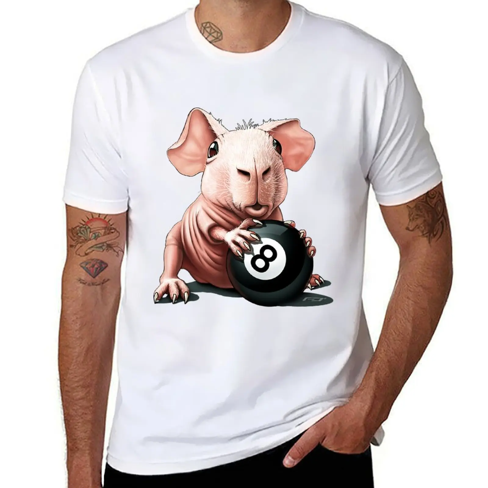 

skinny pig guinea pigs billiards pet cute skinny pig T-Shirt t shirt man casual t shirts for man cotton funny T-Shirt