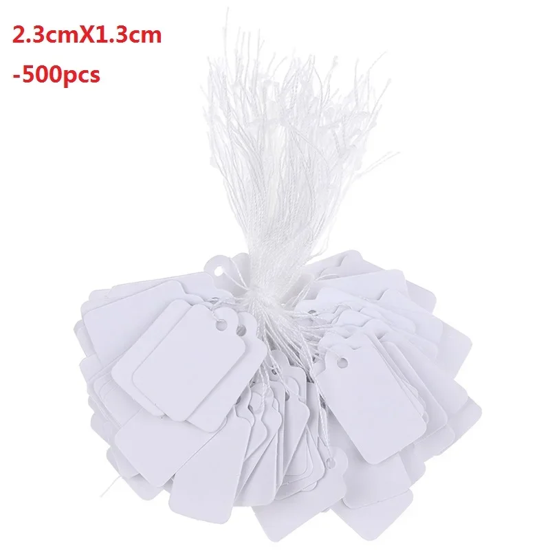 Jewelry Merchandising Tags 500 Pcs Flat Paper Labels With Rope For Displaying Prices Descriptions Or Brand Names