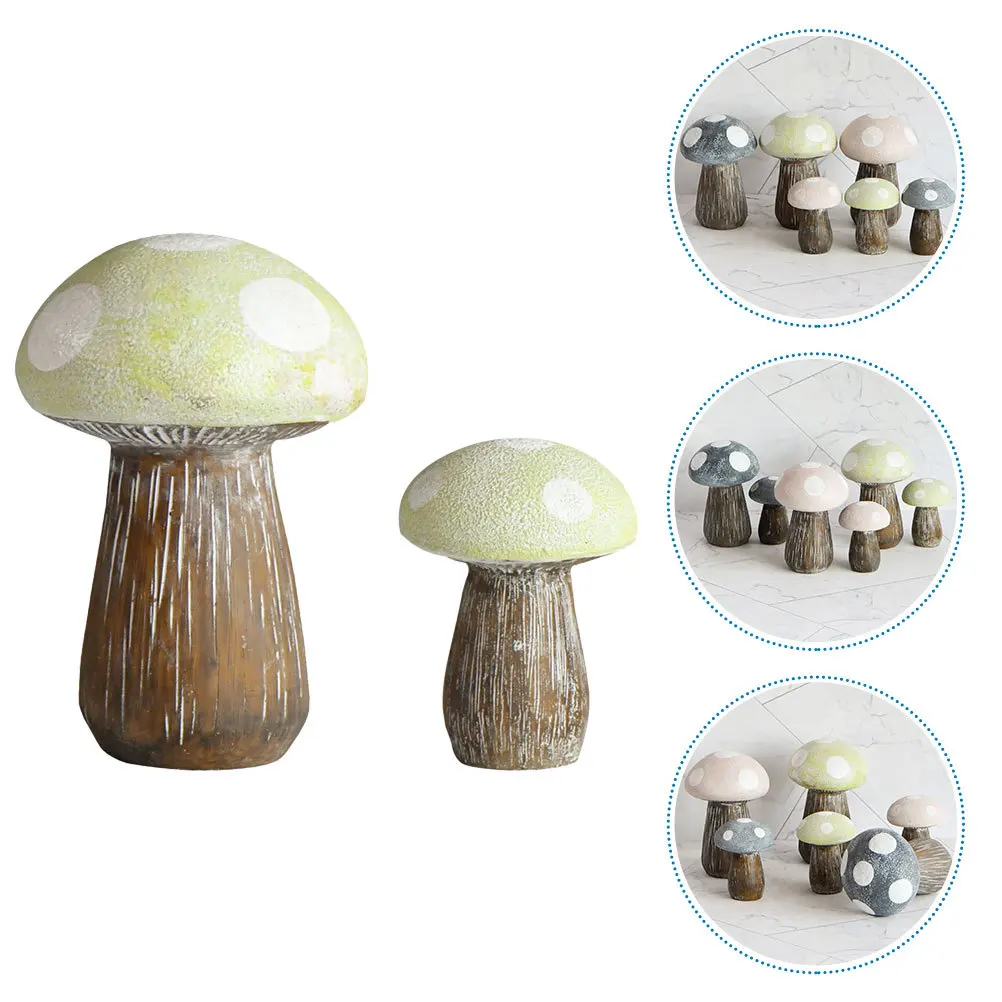 

2pcs Desktop Decoration Ornaments Resin Mushroom Figurines Mini For Garden Outdoor Home Decor Micro Landscape Bonsai Aesthetic