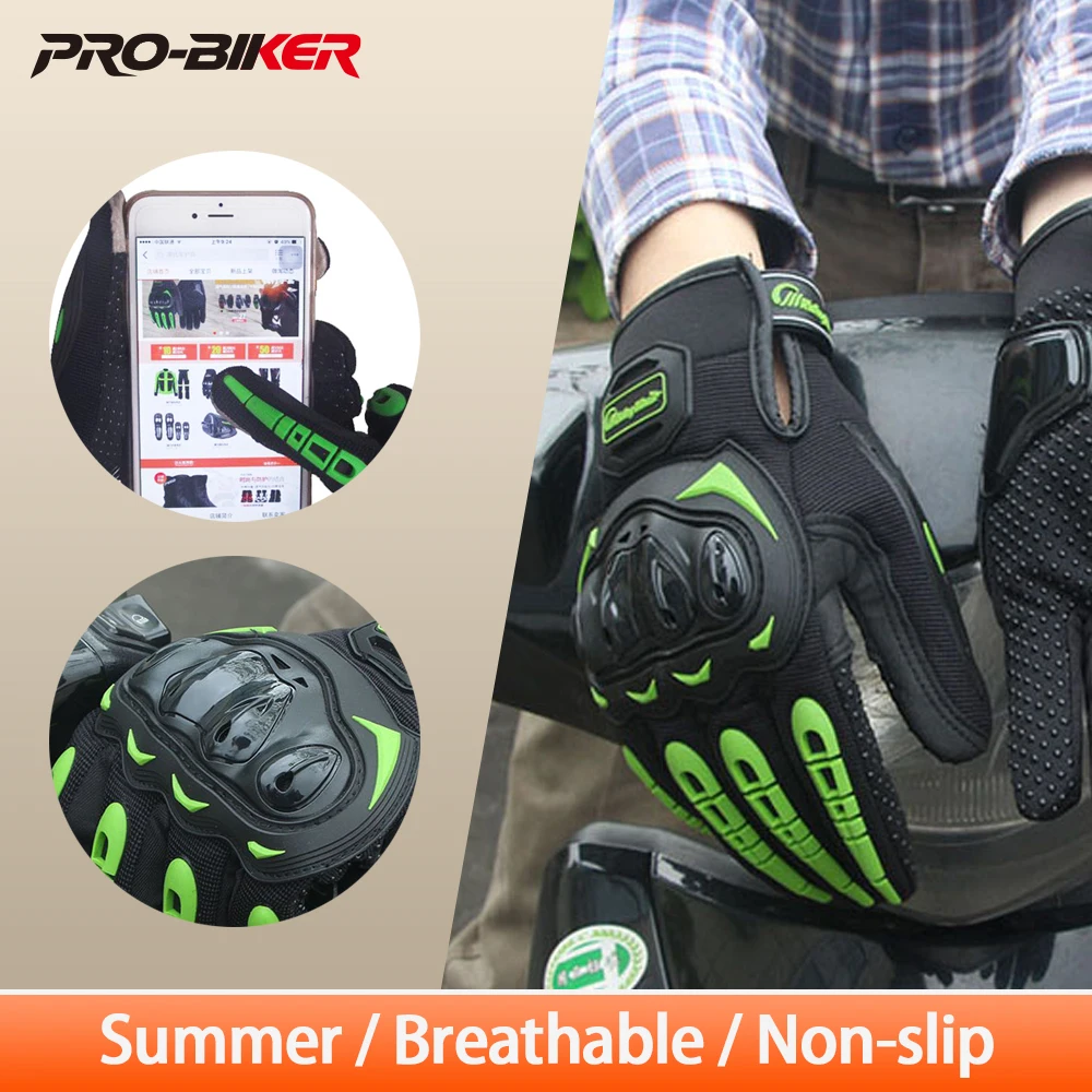 Summer Breathable Motorcycle Gloves Touch Screen Motorbike Full Finger Gloves Non-slip Motocross Riding Gloves Wear-Resistant