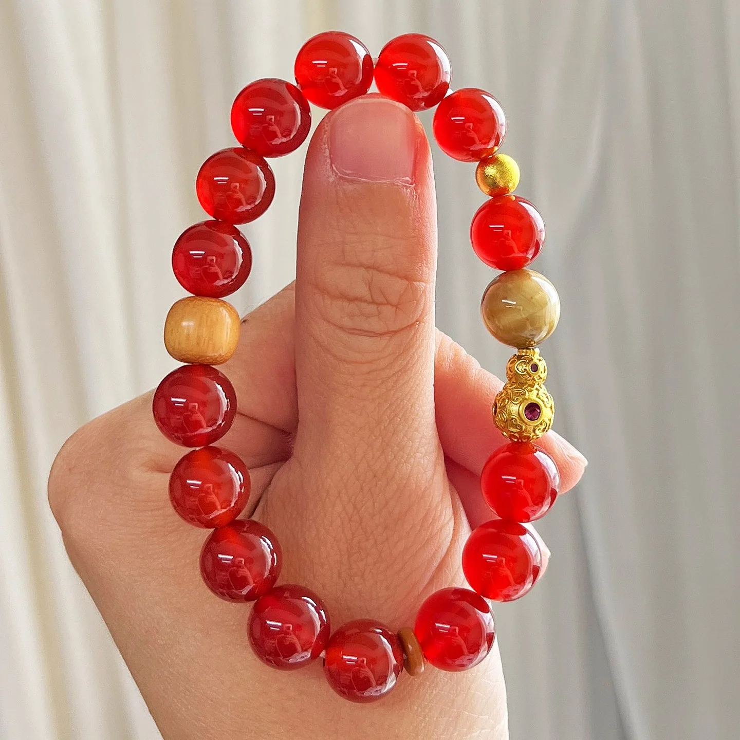 7A 10mm High-Quality Icy Translucent Watery Natural Red Carnelian & Agate Beaded Stretch Bracelet Stackable Hand Chain for Women
