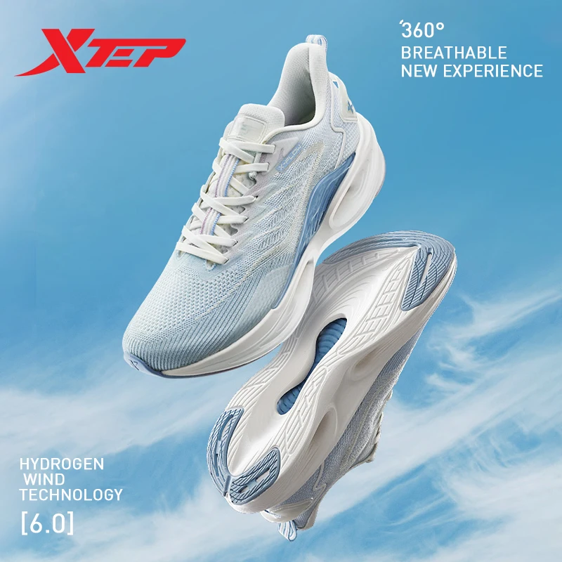 Xtep X-FLOW 6.0 Running Shoes Men Cushioning Shock Absorption Sports Shoes Man Casual Sock-like Flyknit Sneakers 877119110002