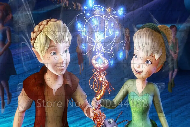 Disney Tinkerbell 300/500/1000 Pcs Puzzle bajka kreskówka Elf obraz w stylu kreskówki Puzzle z papieru edukacyjne zabawki dla dzieci