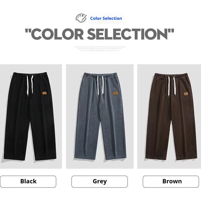Corduroy Heavyweight Straight Leg Sweatpants Men's Trendy Brand Thick Sports Casual Pants Loose Hanging Work Pants