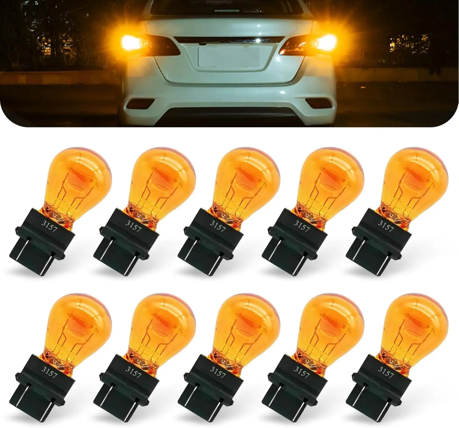 

Pack-10 Автомобильная лампа стоп-сигнала 3157, 12 В, 21/5 Вт, двойной контакт, замена галогенной лампы освещения на 360 градусов, микрокварцевое стекло Dou