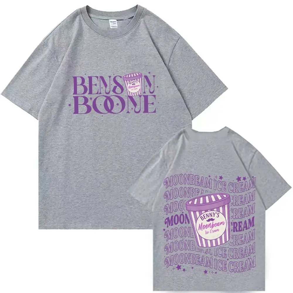 تي شيرت فضفاض غير رسمي على الموضة تي شيرت Benson Boone Moonbeam الآيس كريم تي شيرت جولة 2025 Merch للجنسين بلوفر علوي للجنسين