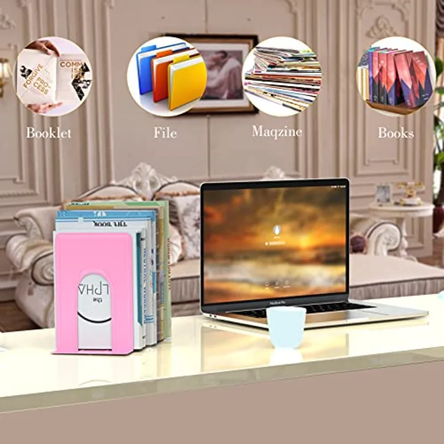 Bookends, Book End Supports Heavy Duty Metal Bookend Support, Book Ends Supports for Shelves Decor Home Office School