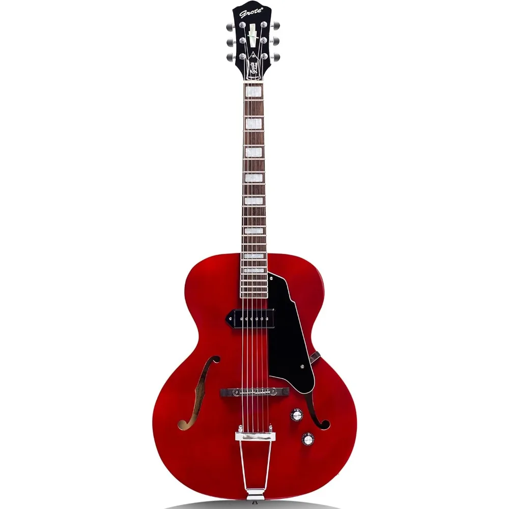 

Jazz Electric Guitar Hollow Body Chrome Hardware P90 pickup (RED)