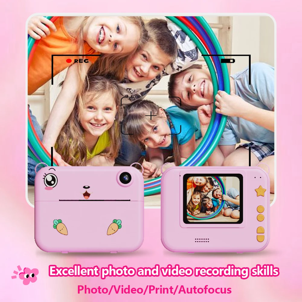 Crianças hd câmera digital impressão instantânea foto etiqueta impressão térmica fotografia câmera de impressão de vídeo crianças câmera para 6-12 anos