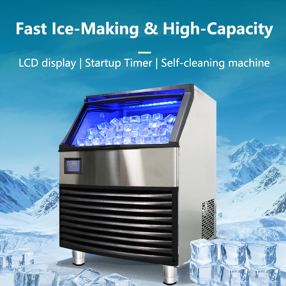 Máquina de Cubitos de Hielo Comercial Refrigerada por Aire, Capacidad de 100 kg/130 kg, Fabricante de Bloques de Hielo Cuadrados para Negocios, 110v/220v