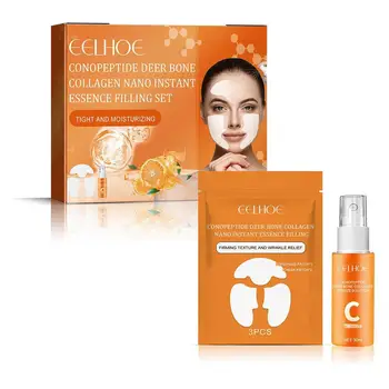 Kit de soins pour la peau du visage au collagène, essence instantanée, patchs pour le visage, vaporisateur d'essence VC, hydratant anti-âge, coréen