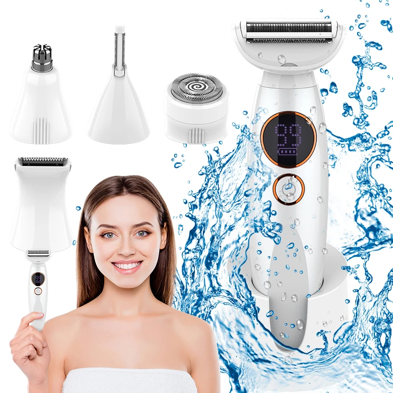 

IRUIBEAUTY 733 5 в 1, электрическое устройство для удаления волос, женская бритва, эпилятор, безболезненный триммер для лица, носа, ног, бикини, средство для удаления волос