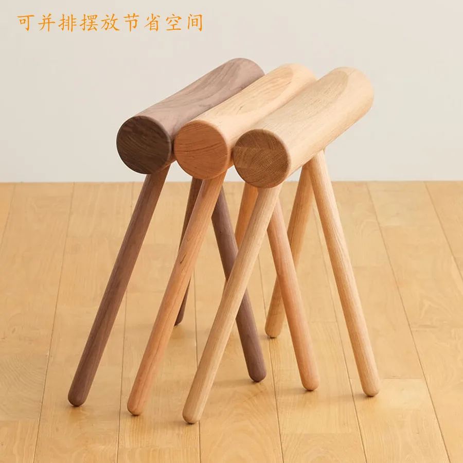 Solid wood shoe changing stool, home doorstep stool, creative and personalized oak stool